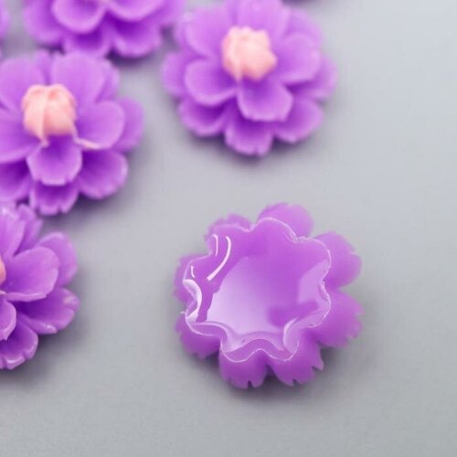 Кабошон 'Цветочек', цвет фиолетовый 13 мм 10 шт.
