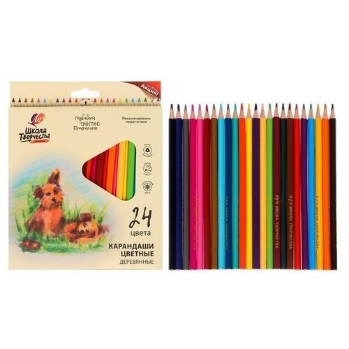 Цветные карандаши 24 цвета 'Школа Творчества', трёхгранные