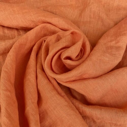 Ткань лен 100% умягченная отрез 0,5м х 145см Оранжевая
