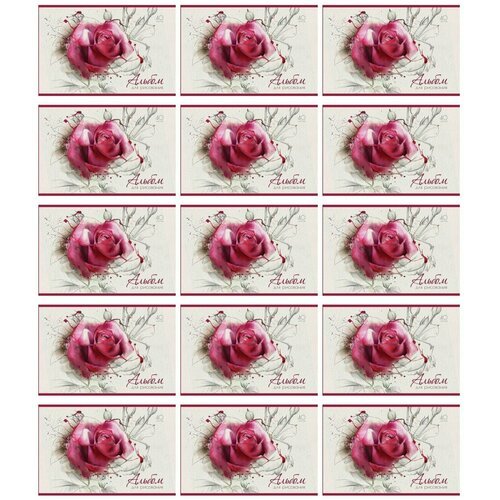 Пзбм Альбом для рисования Акварельные цветы, 40 л, А4, скрепка, мелованный картон, 100 г/м2, 15 шт