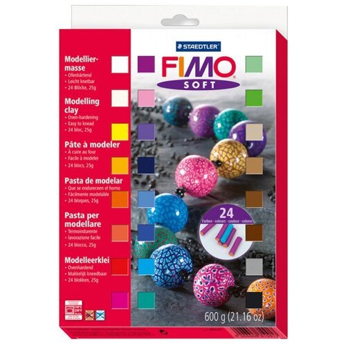 Полимерная глина FIMO Soft Набор 24 блока по 25 г (8023 02) микс 25 г