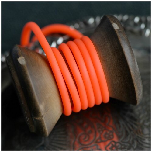Шнур каучуковый резиновый диаметр 3 мм 8 метров круглый с отверстием, для рукоделия / браслетов, оранжевый неон