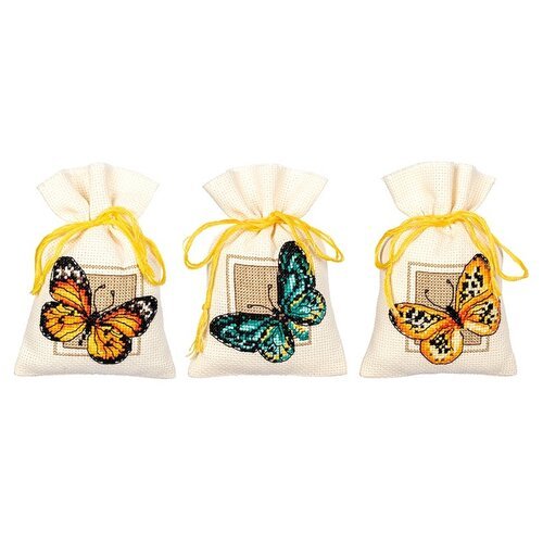 Vervaco Набор для вышивания мешочков Бабочки,PN-0147918, 12 х 8 см