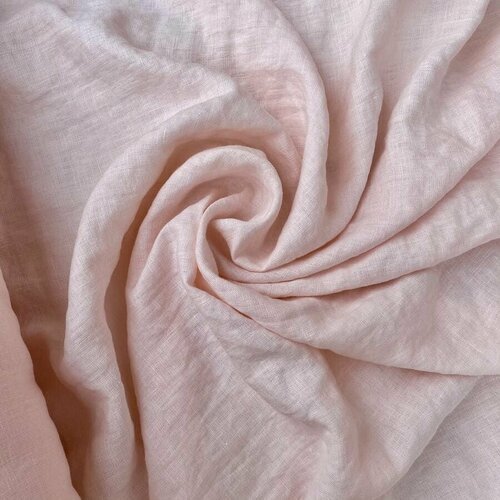 Ткань лен 100% умягченная Нежно-Розовая отрез 2,5м х 145см