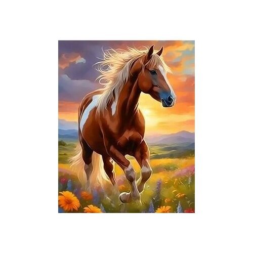 Картина по номерам на холсте с подрамником, живопись (размер 40х50 см) Лошадь