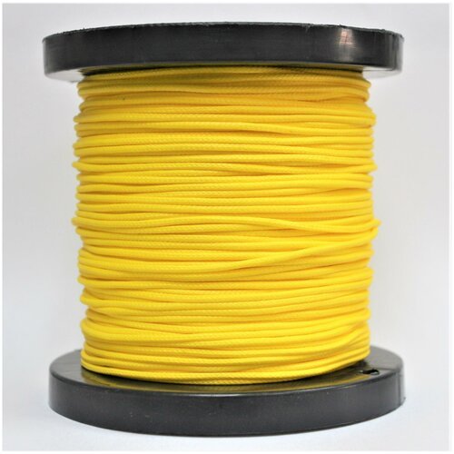 Шнур плетеный, капроновый, высокопрочный Dyneema, желтый 1.3 мм, на разрыв 125 кг длина 10 метров.