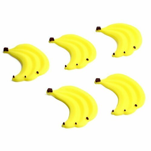 Декор силикон Бананы набор 5 шт, размер 1 шт. 3 х 3,7 х 0,3 см, клеевые подушечки