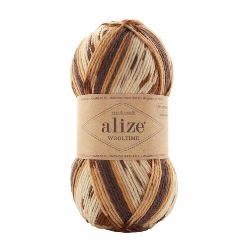 Пряжа для вязания ALIZE 'Wooltime', 100г, 200м (75% SW шерсть, 25% полиамид) (11023 секционный), 5 мотков