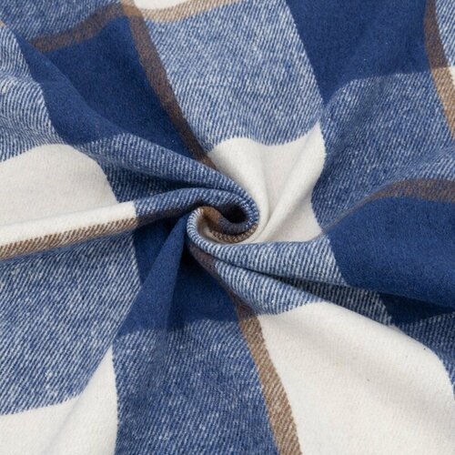 Ткань для шитья хлопок, 1 Метр ткани, Фланель рубашечная 260 гр/м2, Отрез - 150х200 см, № 5 синяя клетка