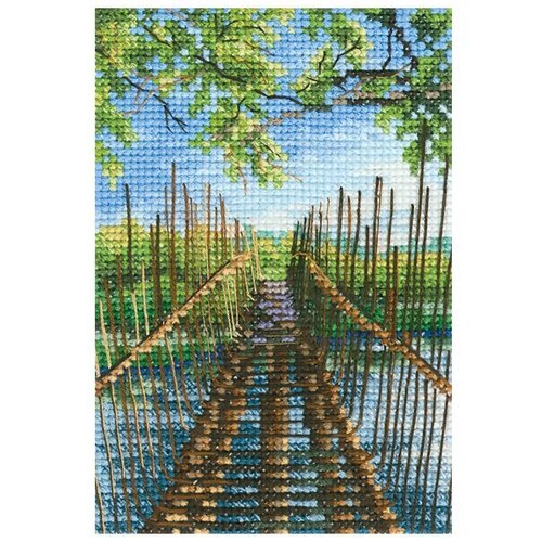 Набор для вышивания RTO Пейзаж Пешеходный мост на озере Остин, С313, 9 х 13,5 см