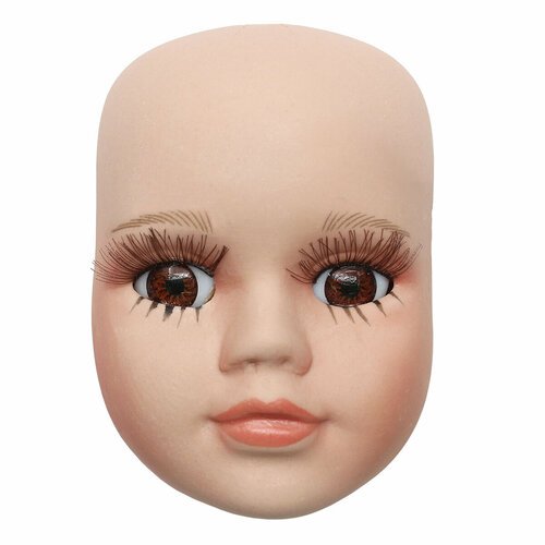 27040 Фарфоровая заготовка 'Лицо для куклы' 5,0см*6,5см*2,4см, глаза карие