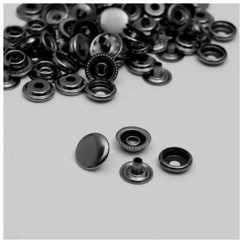 Кнопка установочная, Омега (О-образная), №61, d = 15 мм, цвет чёрный никель, 20 штук