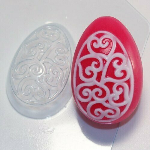Яйцо Орнамент сердечки-завитушки, форма для мыла пластиковая