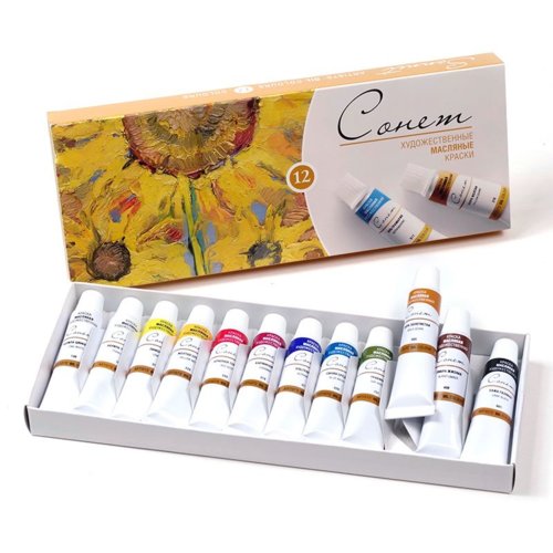 Краски, масляные, Сонет, 12 цветов, в картонной коробке