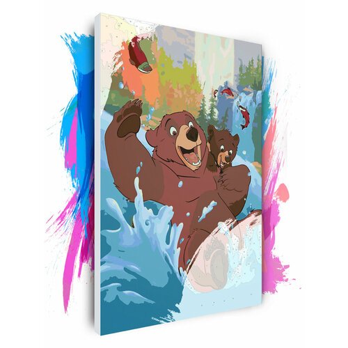 Картина по номерам на холсте Братец медвежонок - Кенай и Кода, 70 х 100 см