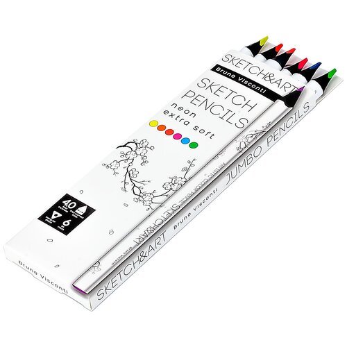 Карандаши цветные Sketch&Art неоновые 6 цветов трехгранные, 1366373