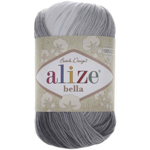 Пряжа Alize Bella Batik 100 бело-серо-черный (2905), 100%хлопок, 360м, 100г, 3шт