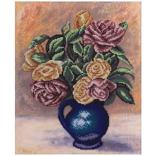 Набор для вышивания Panna 'Розы в синей вазе', арт. Ц-1686, 24х28 см