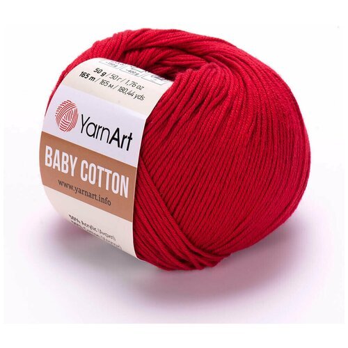 Пряжа для вязания YarnArt Baby Cotton (Бэби Коттон) - 1 моток 427 темно-красный, для детских вещей и амигуруми, 50% хлопок, 50% акрил, 165 м/50 г