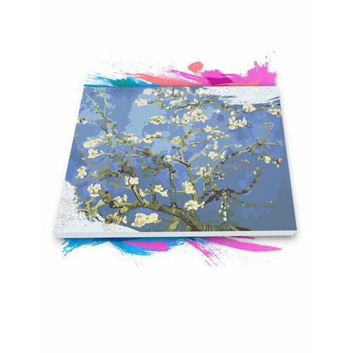 Картина по номерам на холсте Винсент Ван Гог - Цветущие Ветки Миндаля вариант 2, 90 х 100 см