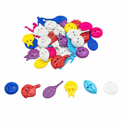 Пуговицы фигурные Magic Buttons 'Спорт', пластик (яркие цвета), 30 г (упак)