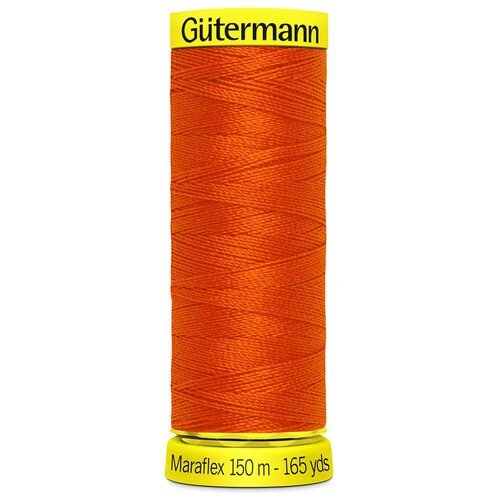 Нить Gutermann Maraflex 120 для эластичных, трикотажных материалов, 150 м, 100% ПБТ, 5 шт (351 оранжевый)