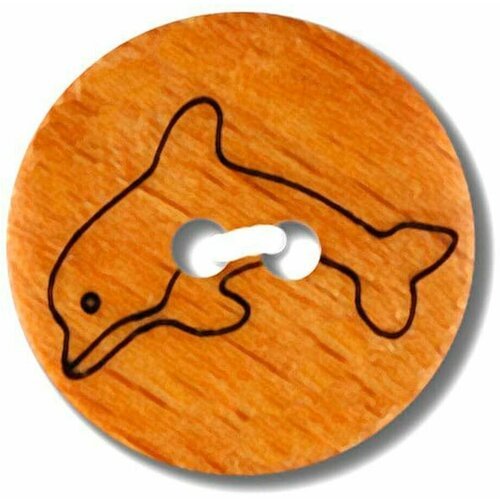 Пуговица деревянная для рукоделия Дельфин