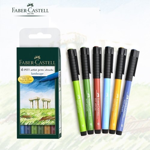 Ручка кисть капиллярная набор Faber-Castell PITT Artist Pen Brush 6 цветов натур.от 167105