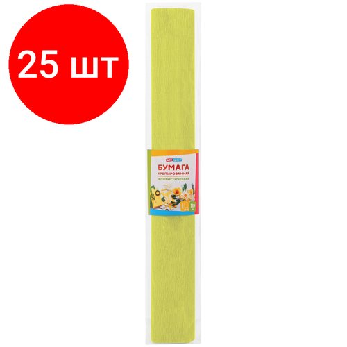 Комплект 25 шт, Бумага крепированная флористическая ArtSpace, 50*250см, 110г/м2, светло-желтая, в пакете