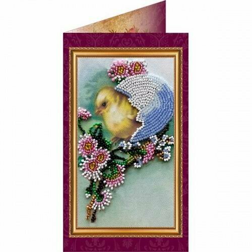 Набор для вышивания бисером Абрис Арт 'Пасхальная открытка 02', 8,4х14 см, арт. AO-002
