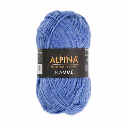 Пряжа ALPINA FLAMME 59% хлопок, 29% шерсть, 12% акрил 2 шт. х 50 г 90 м №07 синий