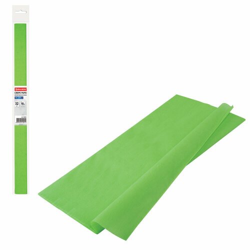 Бумага гофрированная/креповая, 32 г/м2, 50х250 см, светло-зеленая, в рулоне, BRAUBERG, 126536 упаковка 10 шт.