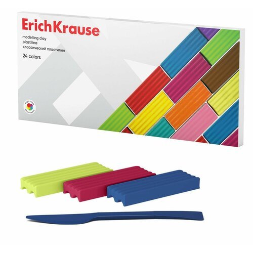 Пластилин 24 цвета, 384 г, ErichKrause 'Классический', в картонной упаковке