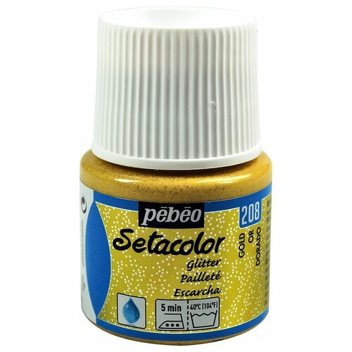 Краска для светлых тканей Pebeo с микро-глиттером, Setacolor 45 мл, под золото