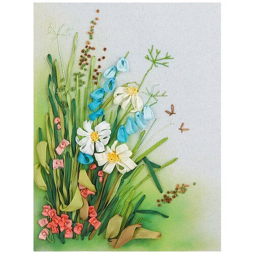 PANNA Набор для вышивания 'Живая картина' JK-2061 ( ЖК-2061 ) 'Полевые цветы. Ромашки', разноцветный