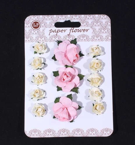 Набор для творчества, Цветы Paper Flower 3 больш.+10маленьк., розовые и молочные
