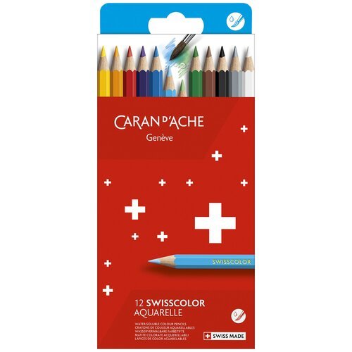 Акварельные карандаши Caran d`Ache Набор карандашей акварельных Caran d’Ache Swisscolor, 12цв. (карт. коробка)