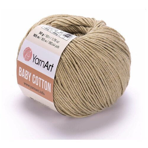 Пряжа для вязания YarnArt Baby Cotton (Бэби Коттон) - 5 мотков 434 светло-оливковый, для детских вещей и амигуруми, 50% хлопок, 50% акрил, 165 м/50 г