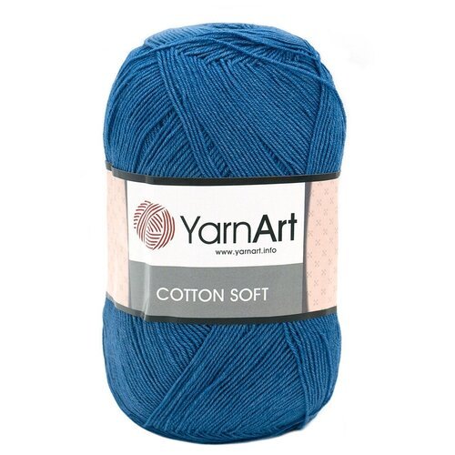 Пряжа для вязания YarnArt 'Cotton soft' 100гр 600м (55% хлопок, 45% акрил) (17 синий), 5 мотков