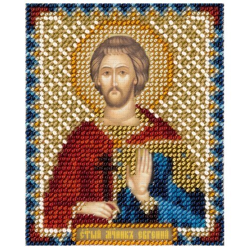 PANNA Набор для вышивания бисером Икона Святого Мученика Евгения Севастийского (CM-1875), разноцветный, 11 х 8.5 см