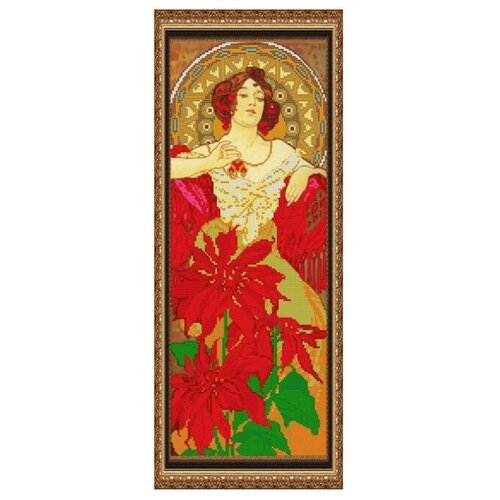 Светлица набор для вышивания бисером Девушка - рубин,бисер Чехия (398), 19 х 48 см