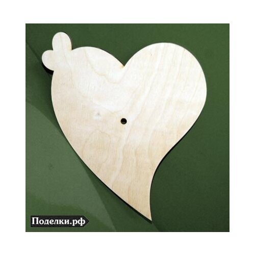 Циферблат Сердце с сердечком 0005318 фанера 30x22x0,4 см, цена за 1 шт.