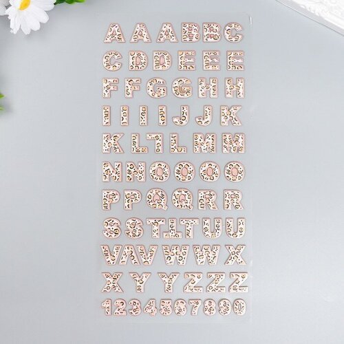 Наклейка пластик 'Английский алфавит и цифры. Леопард' 31х14 см