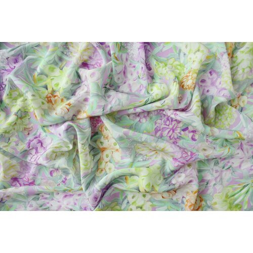 Ткань сиреневый крепдешин с цветами