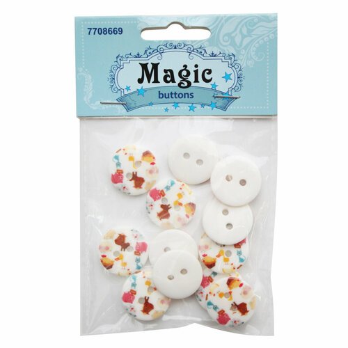 Пуговицы Magic Buttons 'Животные', 28L (18 мм), 2 прокола, пластик, 12 шт