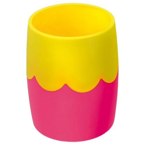 Подставка-стакан Стамм, пластик, круглый, двухцветный розово-желтый