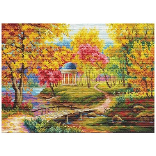 Набор для вышивания многоцветница 'Беседка в осеннем лесу' 29x40 см, Лес Осень