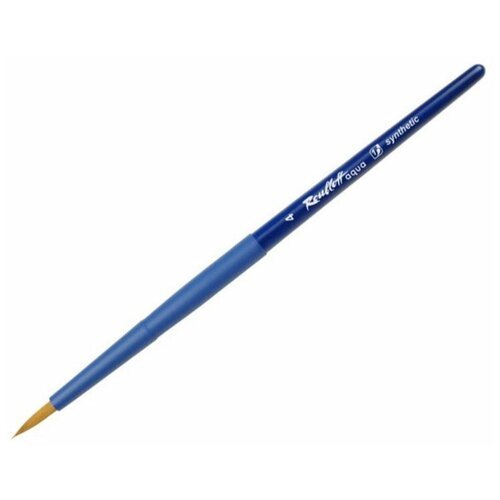 Кисть Roubloff Кисть синтетика (коричн.) круглая №4 ROUBLOFF Aqua Blue, короткая ручка, обойма soft-touch