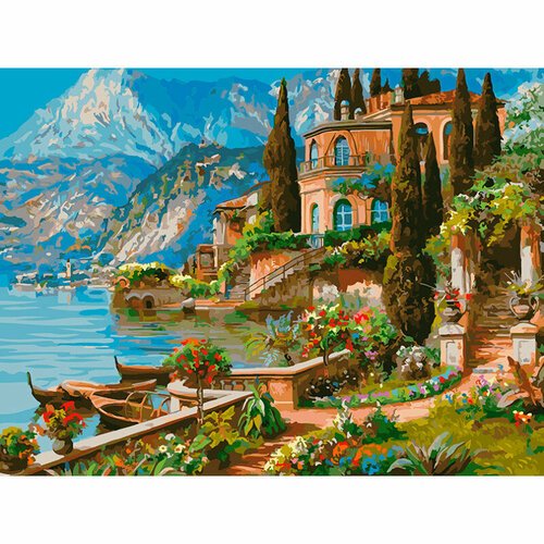 Картина по номерам на холсте Вилла на озере Комо 30х40 см. 956-AS