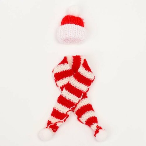 Вязанные шапка и шарфик для игрушек 'Зимнее настроение'